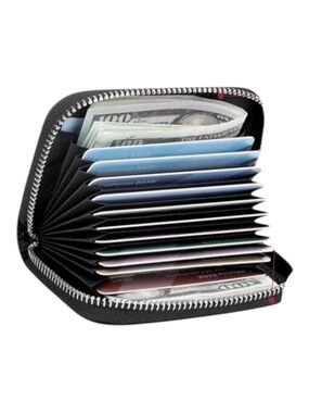Arae RFID Zip Around Credit Card Wallet Black Size OS